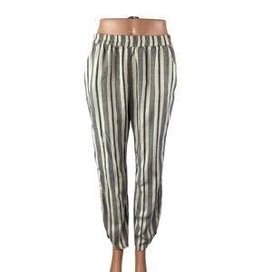 Marine Layer Women's Gray White Striped High Rise Straight Trousers Pants Size M